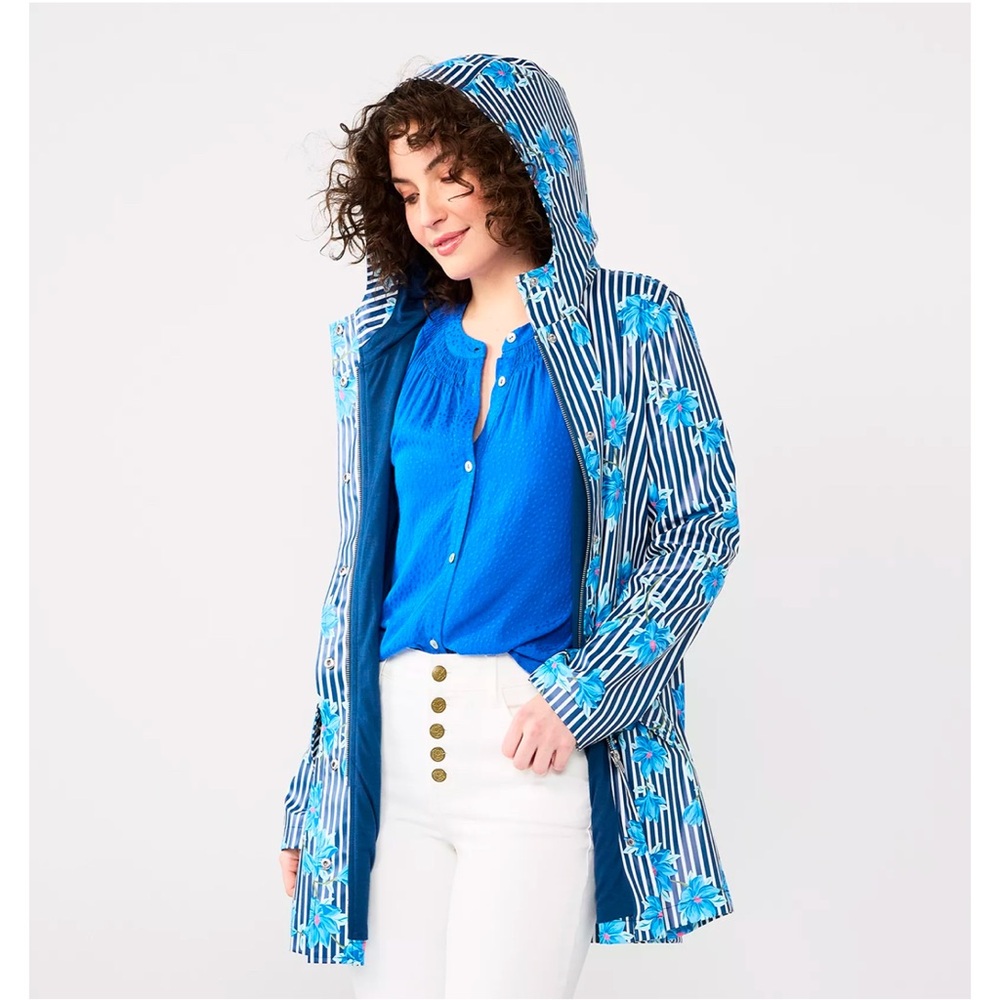 DRAPER JAMES// Floral Striped Rain Jacket